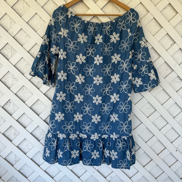 Label by Five Twelve Boho Floral Embroidered Ruffled Off Shoulder Mini Dress - Picture 2 of 9